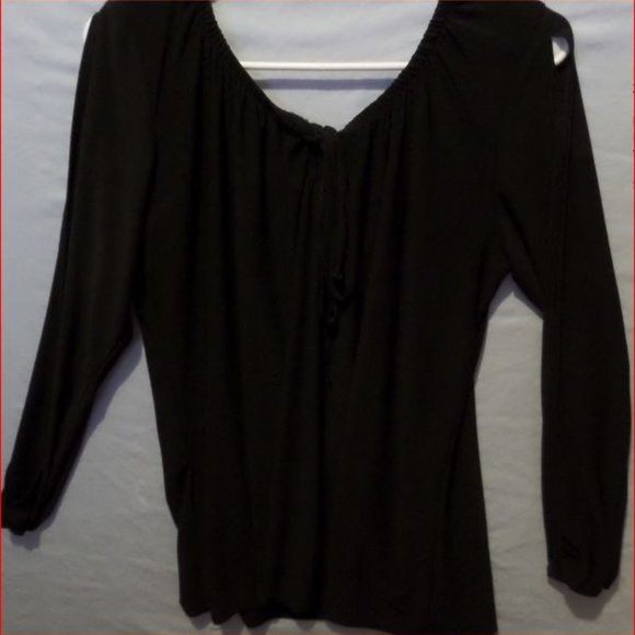 EllaSamani Open Arm Black Blouse - Picture 1 of 4
